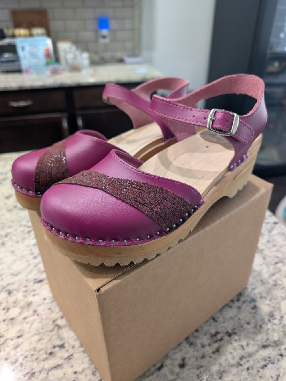 Troentorp Purple Penny Ankle Strap Clog Sandals